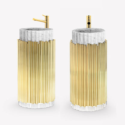 Gold freestanding pedestal washbasin