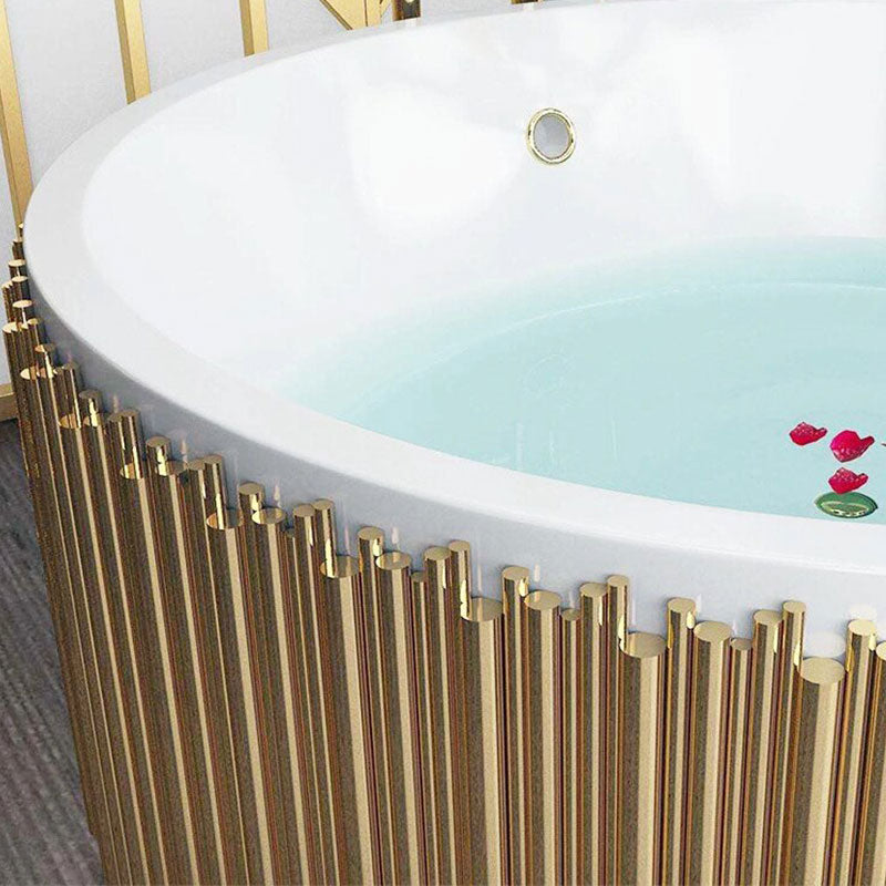 Luxury  Stainless Steel Round Bathtub with Gold Stainless Steel Faucet