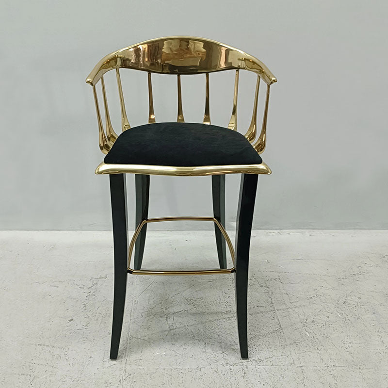 Black Velvet Brass Counter Stool