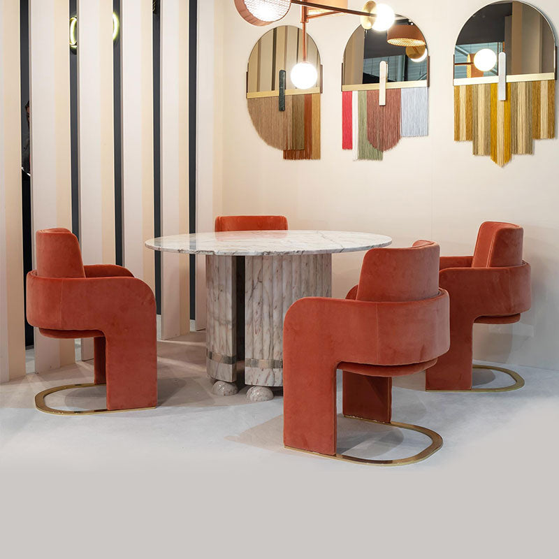 DOOQ Dining Chair Odisseia in White Velvet and Brass