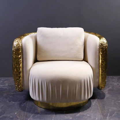 Hammered Metal Swivel Lounge Chair