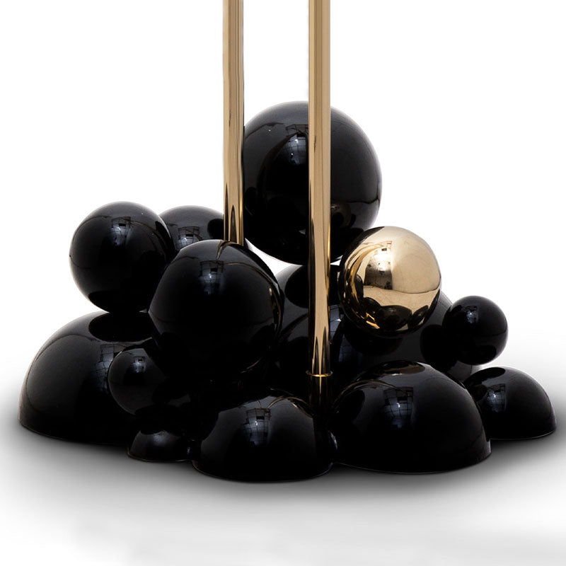 Custom-designed art gold & black stainless steel spherical base luxury bathroom towel rack