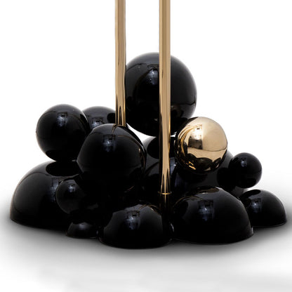 Custom-designed art gold & black stainless steel spherical base luxury bathroom towel rack