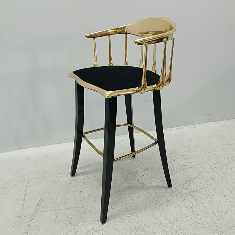 Black Velvet Brass Counter Stool