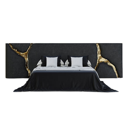 Custom-made modern luxury bedroom furniture, beige king-size bed