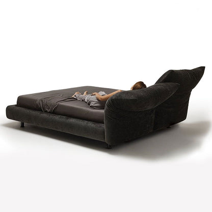 Adjustable Cushion Headboard Platform Bed, Dark Green Chenille Fabric Upholstered Bed Frame