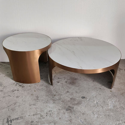 2-Piece Round Tempered Glass Coffee Table Set