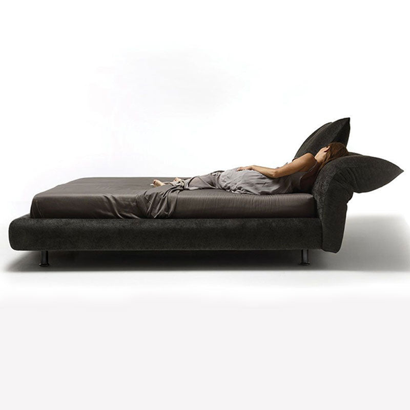 Adjustable Cushion Headboard Platform Bed, Dark Green Chenille Fabric Upholstered Bed Frame