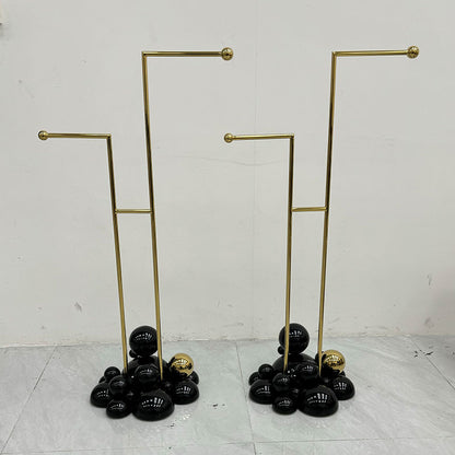 Custom-designed art gold & black stainless steel spherical base luxury bathroom towel rack