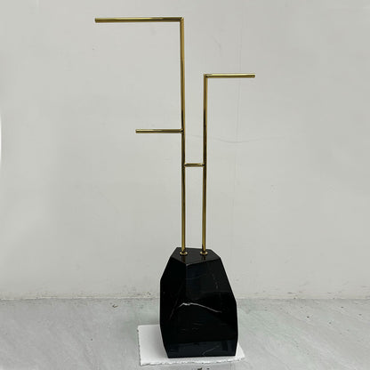 Marble Base Towel Rack Standing Black Gold Towel Rack Metal Luxury  Bathroom Towel Rack