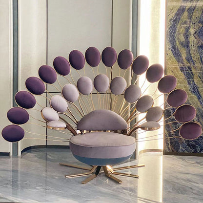 High Quality Luxury Upholstery Blue Modern Unique Design European Style Peafowl Shape Animal Leisure Sofa Chair
