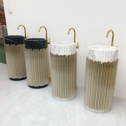 Gold freestanding pedestal washbasin