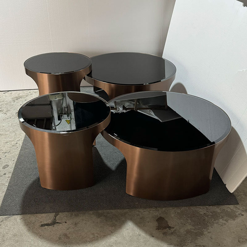 2-Piece Round Tempered Glass Coffee Table Set