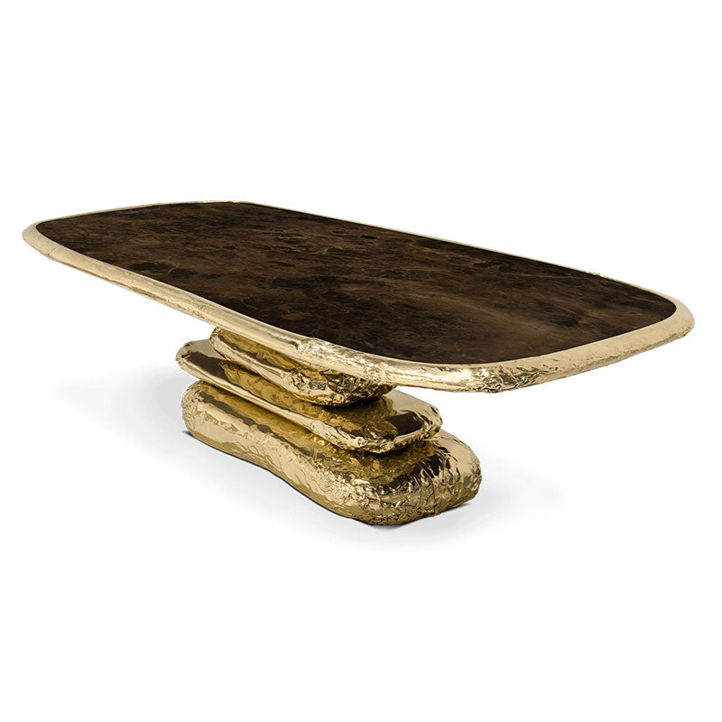 Custom-made luxury dining room furniture, brass dining table