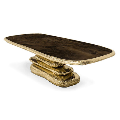 Custom-made luxury dining room furniture, brass dining table