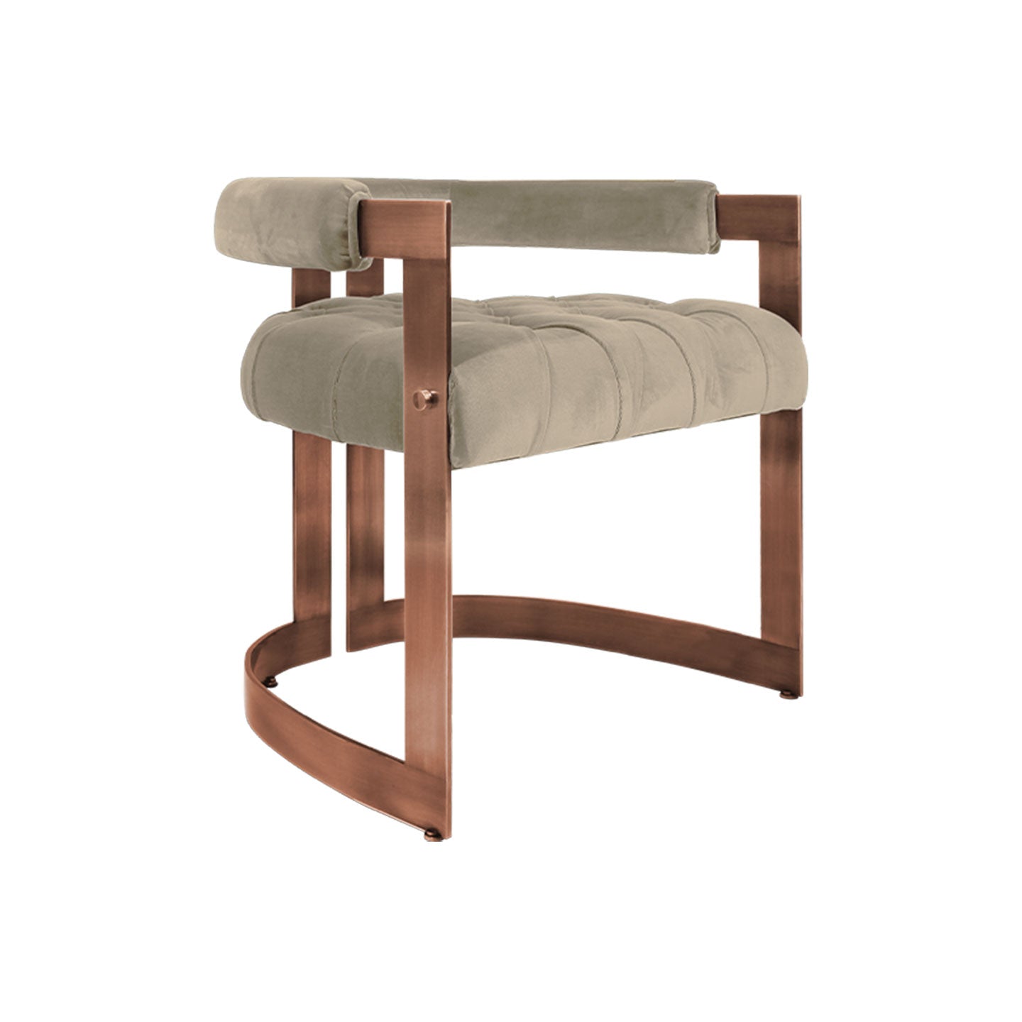 Modern, understated luxury green velvet chair | Gold-plated metal legs and armrests dining chair