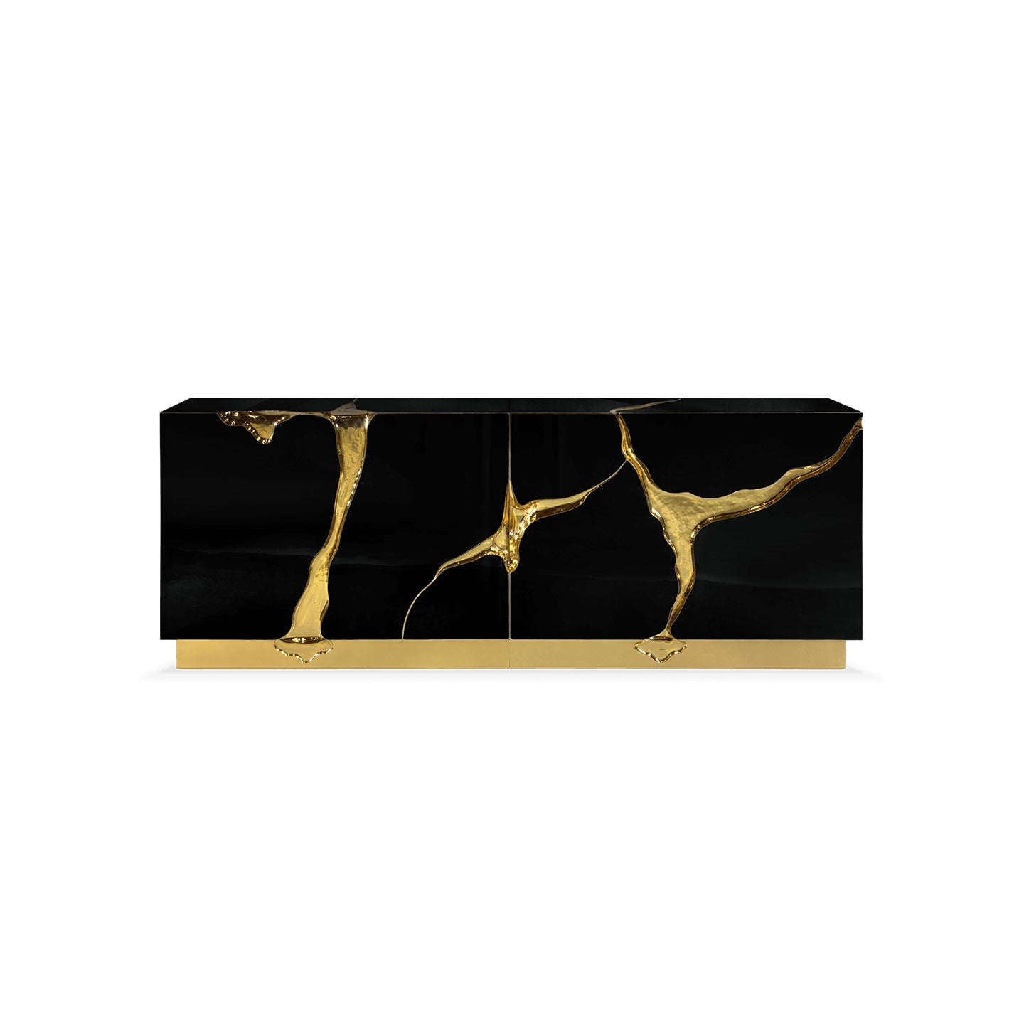 Modern Art Deco Karst Black Gold Sideboard Cabinet