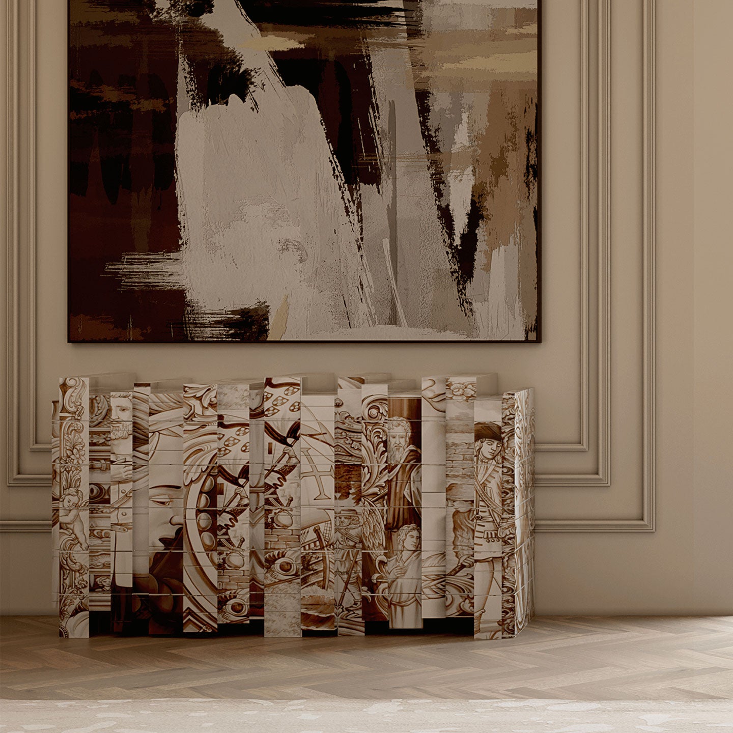 Blue Azulejo Tile Art Sideboard | Hand-Painted Luxury Cabinet
