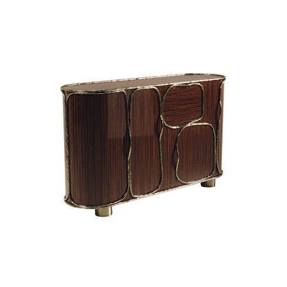 Wood Buffet with Bronze-Patina Brass Details