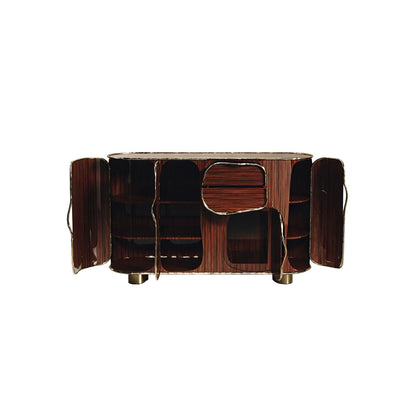Wood Buffet with Bronze-Patina Brass Details