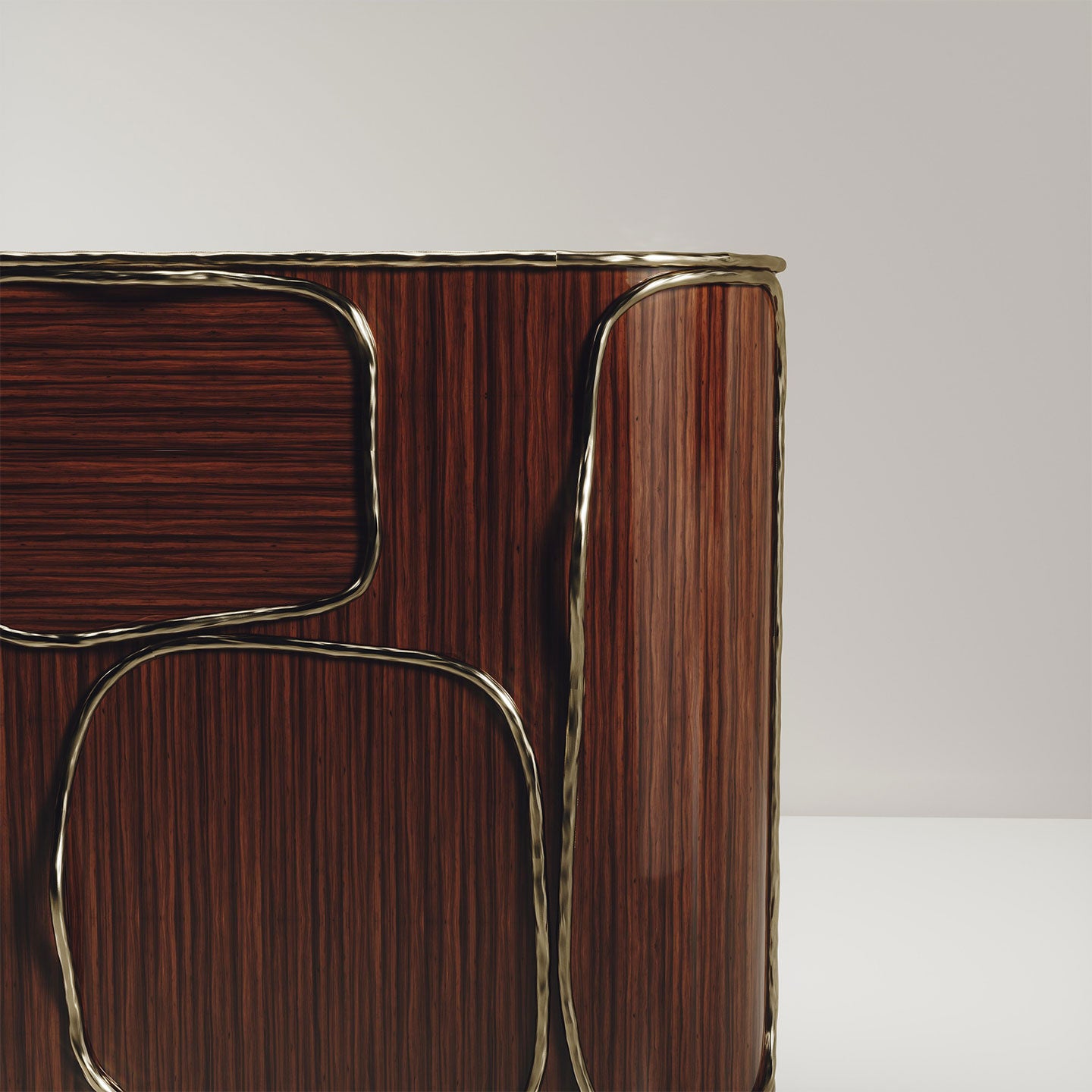 Wood Buffet with Bronze-Patina Brass Details