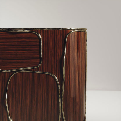 Wood Buffet with Bronze-Patina Brass Details