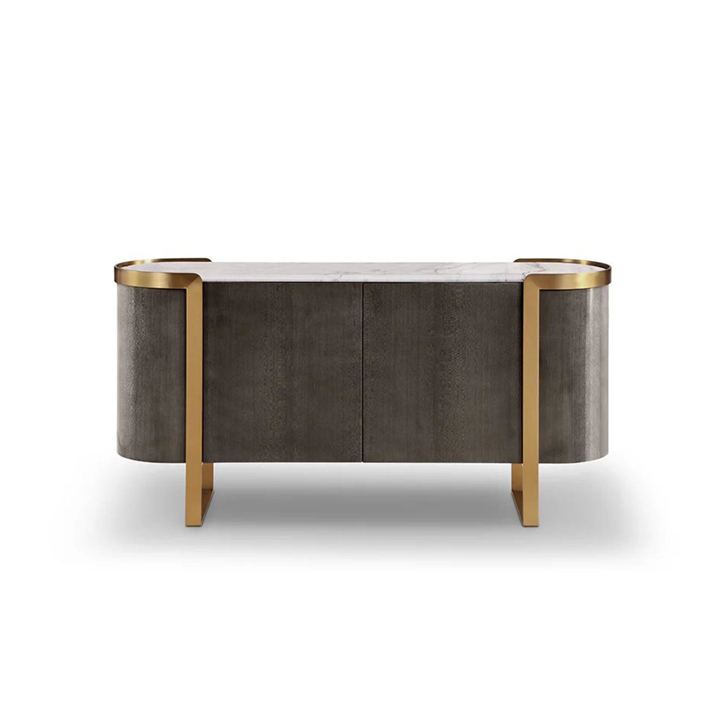 Grey Swirl Veneer Dresser with Polished Gold Frame 3 Drawer Luxury Vanity Cabinet