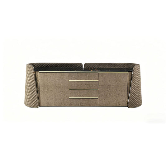 Luxury Leather & Marble Sideboard | 5-Drawer Storage Cabinet