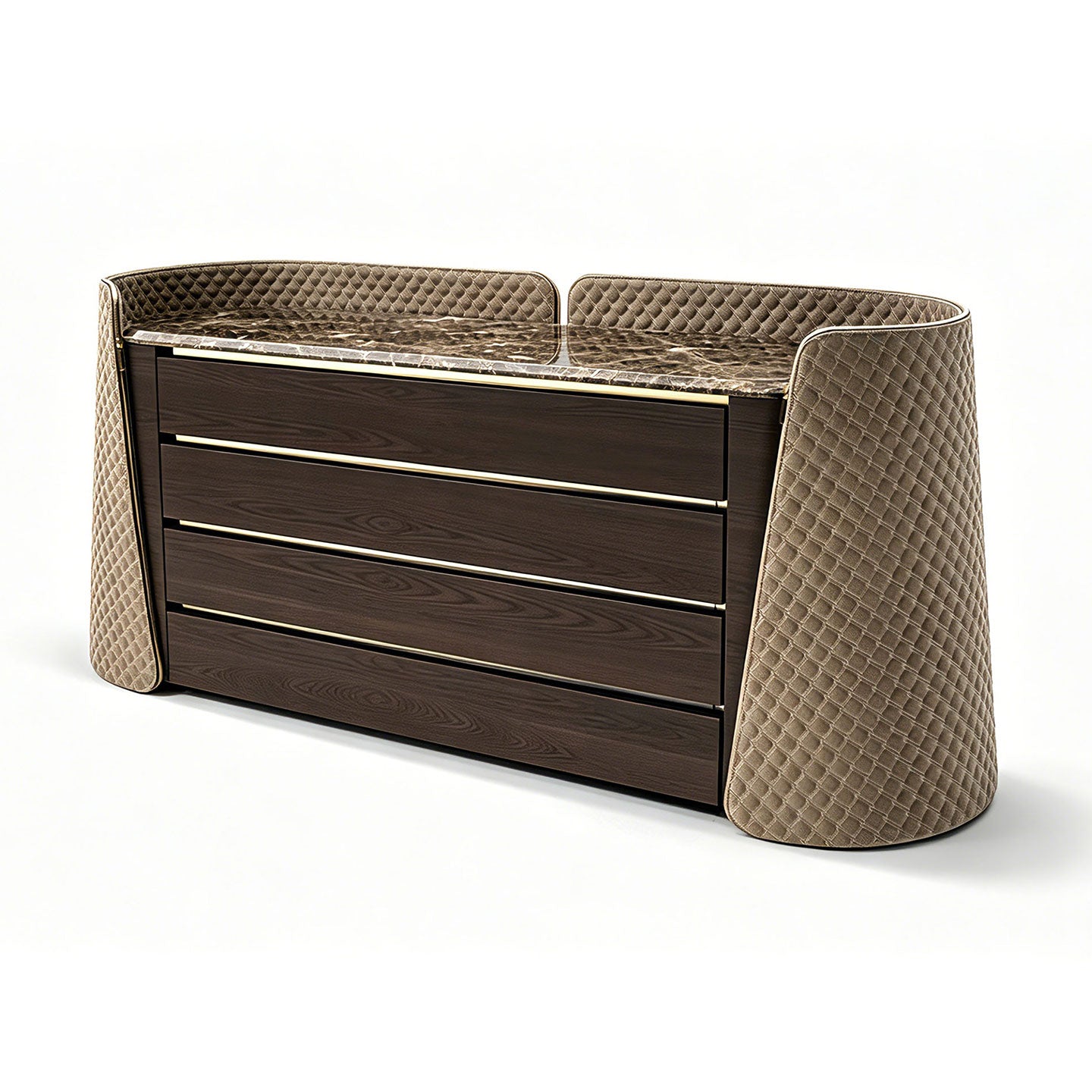 Luxury Leather & Marble Sideboard | 5-Drawer Storage Cabinet
