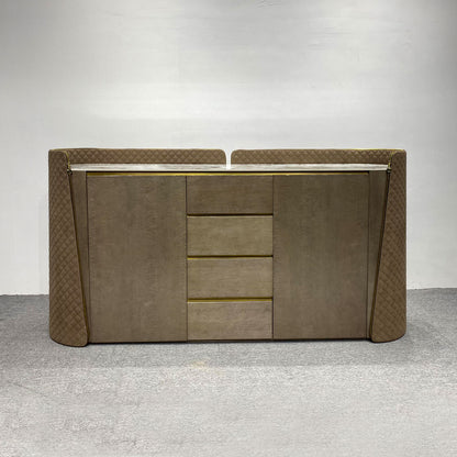 Luxury Leather & Marble Sideboard | 5-Drawer Storage Cabinet