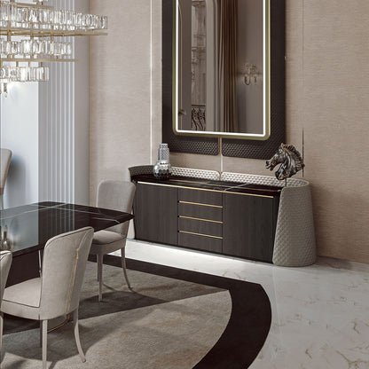 Luxury Leather & Marble Sideboard | 5-Drawer Storage Cabinet