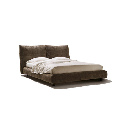 Adjustable Cushion Headboard Platform Bed, Dark Green Chenille Fabric Upholstered Bed Frame