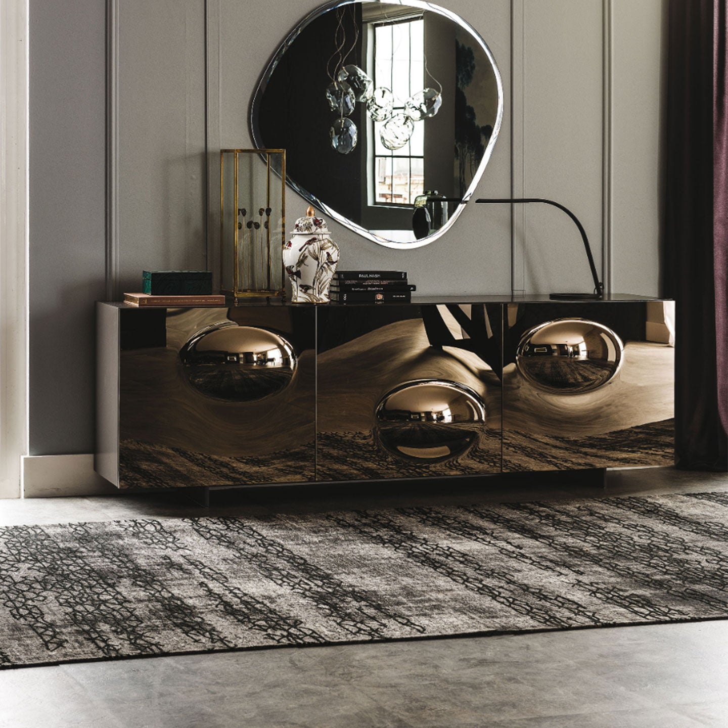 Luxury Gold Mirrored Sideboard Cabinet