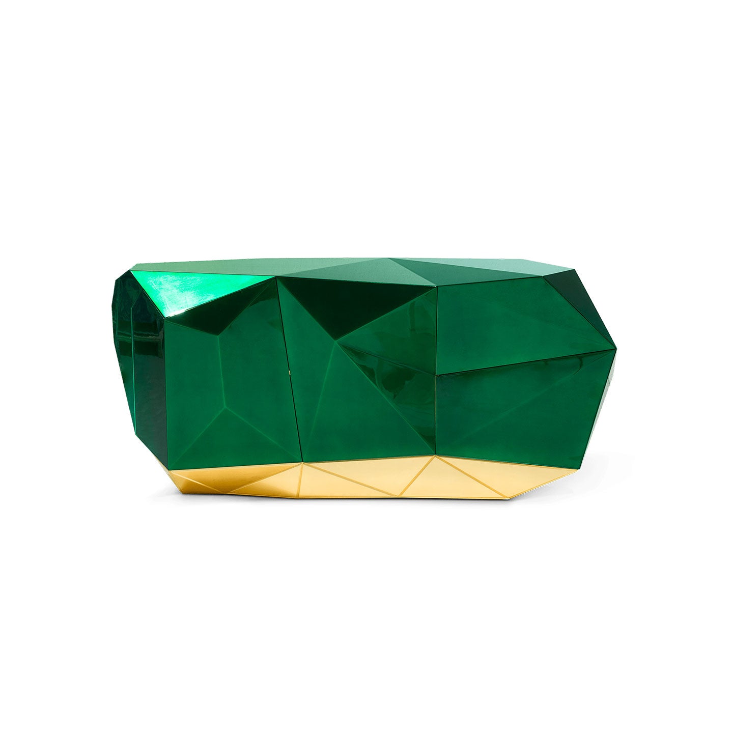 Emerald Green Diamond-Shaped Glossy Sideboard Cabinet