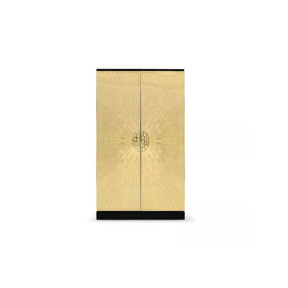 Armoire Radiant Embossed Gold Metal Tall Wardrobe Cabinet Honeycomb Knob