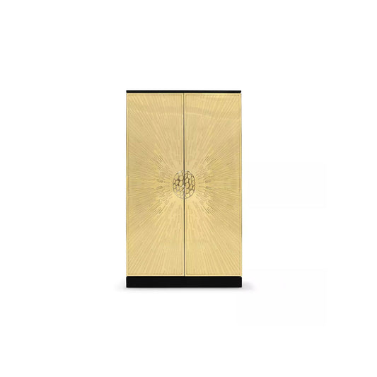 Armoire Radiant Embossed Gold Metal Tall Wardrobe Cabinet Honeycomb Knob