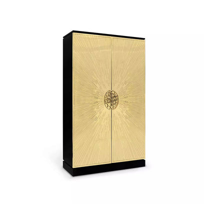 Armoire Radiant Embossed Gold Metal Tall Wardrobe Cabinet Honeycomb Knob