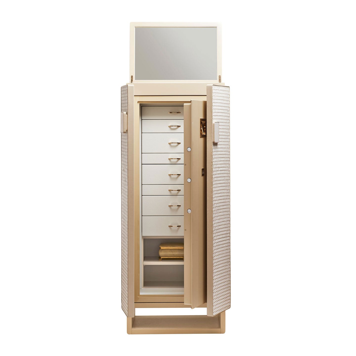 Luxury Tall Jewelry Armoire with Mirror & Secure Storage Cabinet