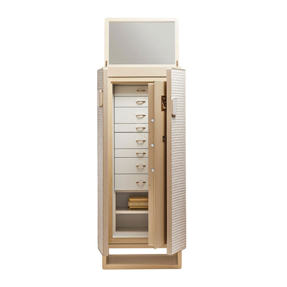 Luxury Tall Jewelry Armoire with Mirror & Secure Storage Cabinet