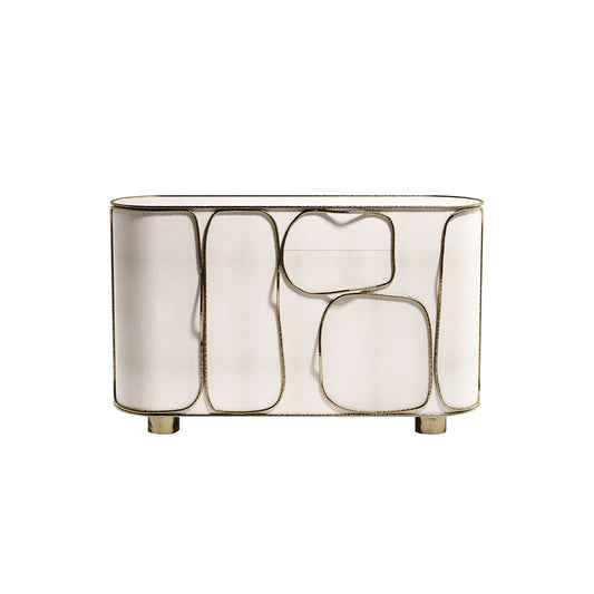 Parchment Buffet with Bronze-Patina Brass Details