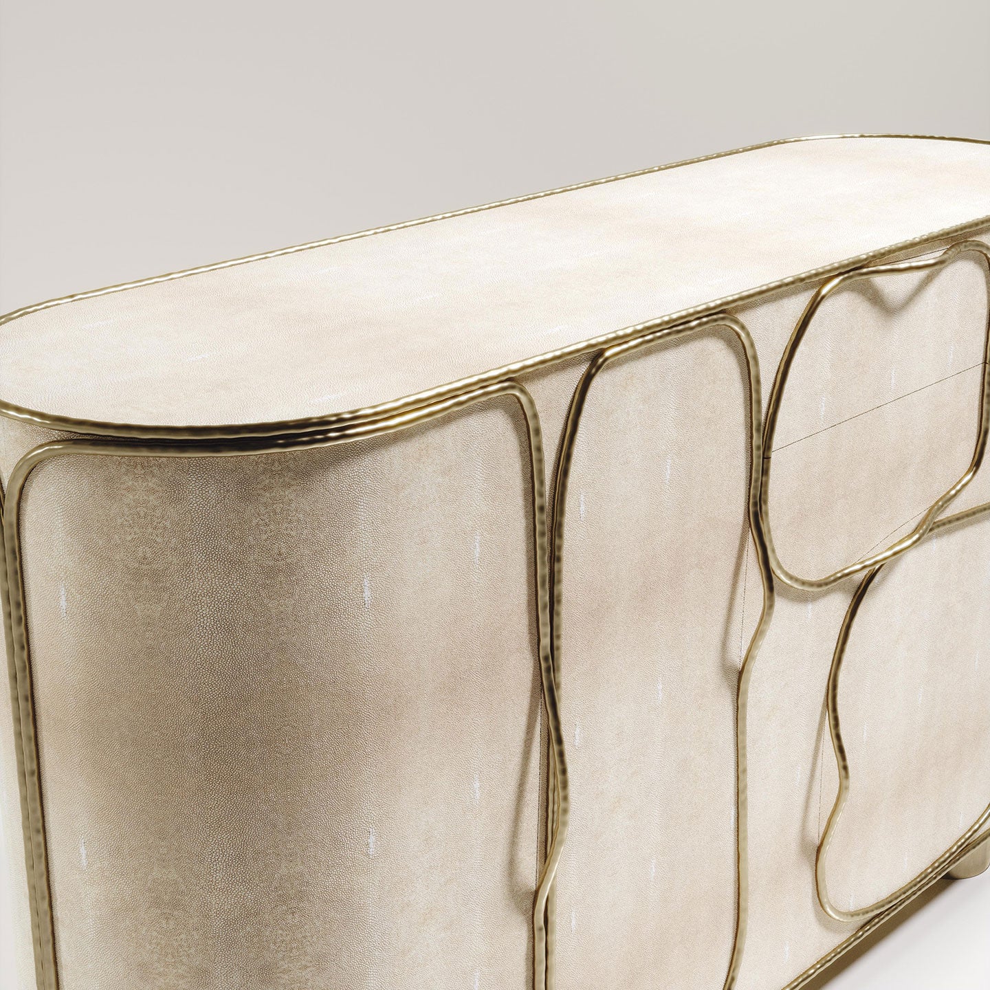Parchment Buffet with Bronze-Patina Brass Details