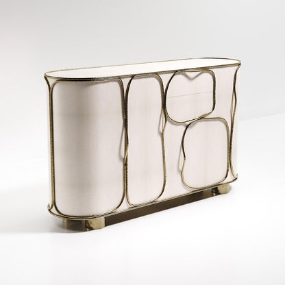 Parchment Buffet with Bronze-Patina Brass Details