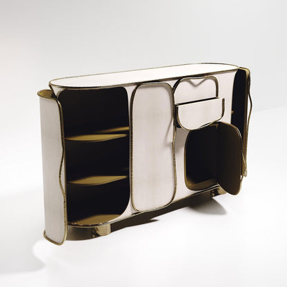 Parchment Buffet with Bronze-Patina Brass Details