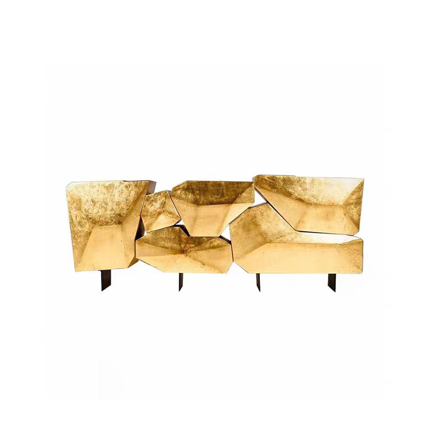 Stunning and Luxury Gilt Modern Contemporary Sideboard in Iron Wood & Gold Leaf