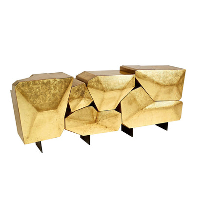 Stunning and Luxury Gilt Modern Contemporary Sideboard in Iron Wood & Gold Leaf