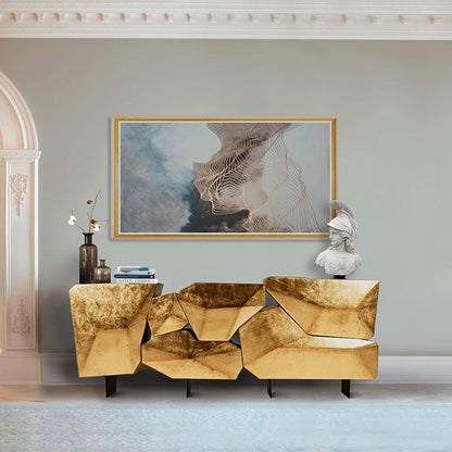 Stunning and Luxury Gilt Modern Contemporary Sideboard in Iron Wood & Gold Leaf