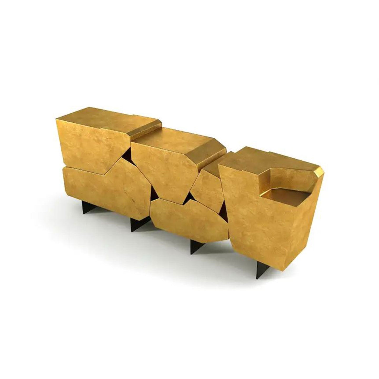 Stunning and Luxury Gilt Modern Contemporary Sideboard in Iron Wood & Gold Leaf