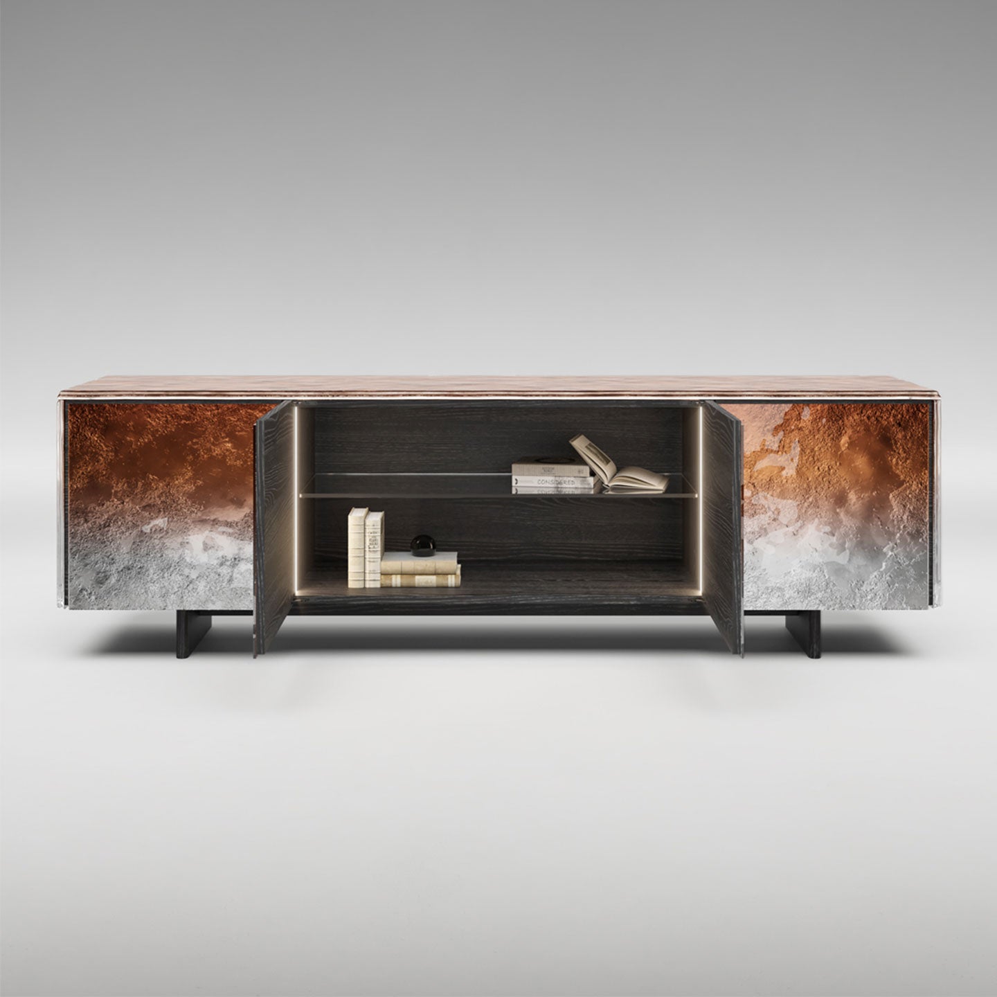 Sideboard in molten glass
