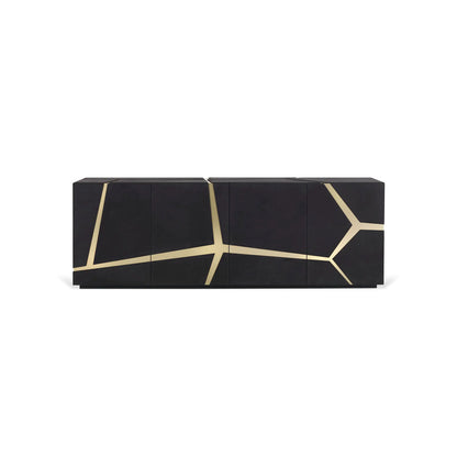 Modern Black & Gold Geometric Sideboard Cabinet