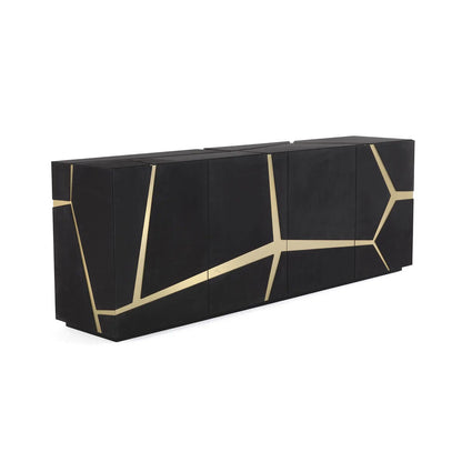 Modern Black & Gold Geometric Sideboard Cabinet
